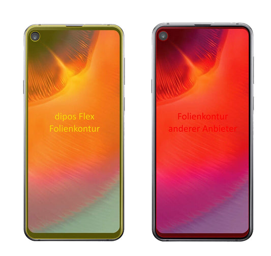Klare Displayschutzfolie von dipos passend für Samsung Galaxy A8s, 100% Displayabdeckung und blasenfreie Montage