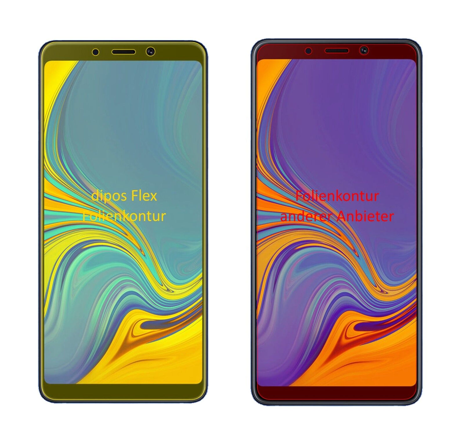Klare Displayschutzfolie von dipos passend für Samsung Galaxy A9 (2018), 100% Displayabdeckung und blasenfreie Montage