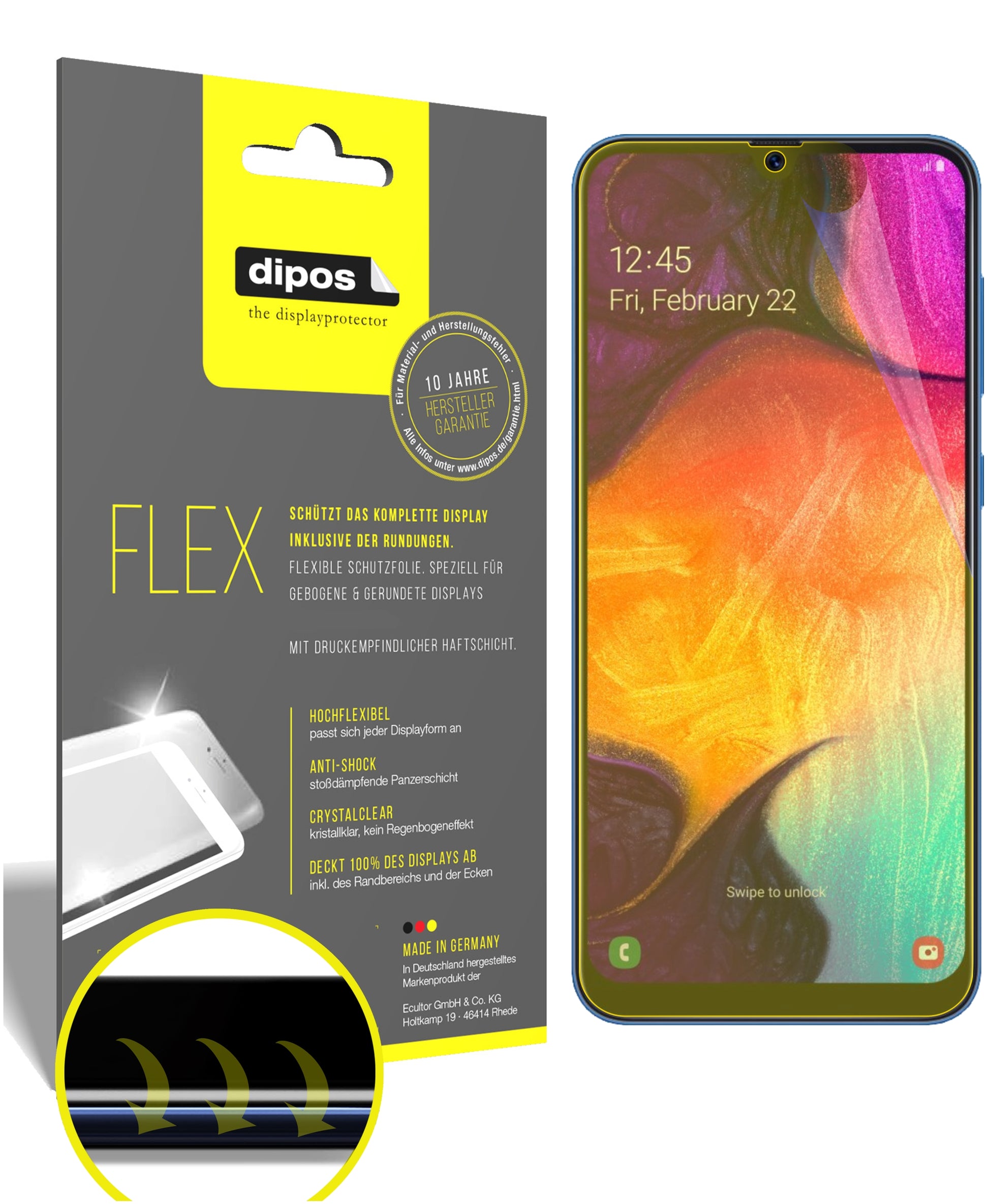 Klare Displayschutzfolie von dipos passend für Samsung Galaxy A90 5G, 100% Displayabdeckung und blasenfreie Montage