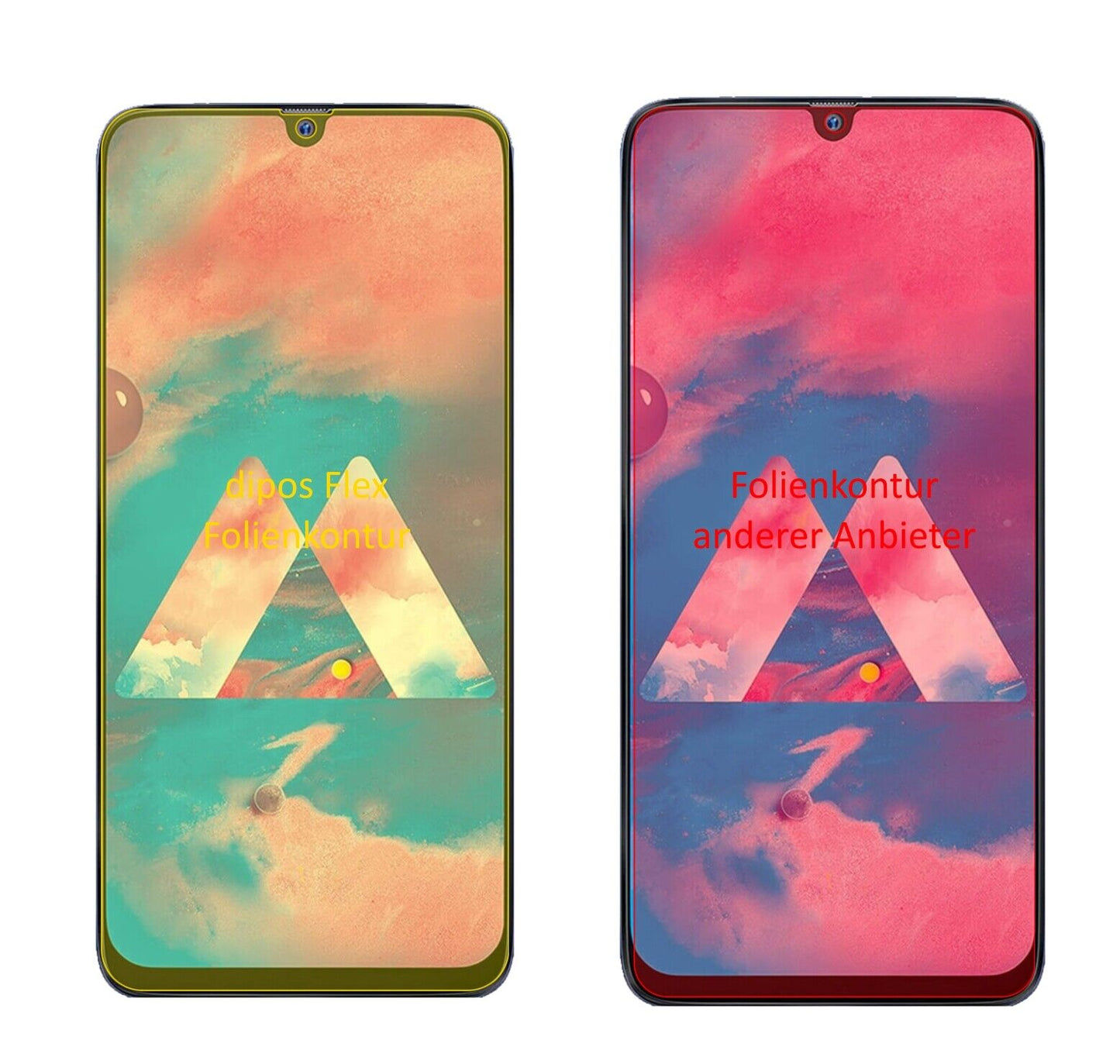 Klare Displayschutzfolie von dipos passend für Samsung Galaxy M30, 100% Displayabdeckung und blasenfreie Montage