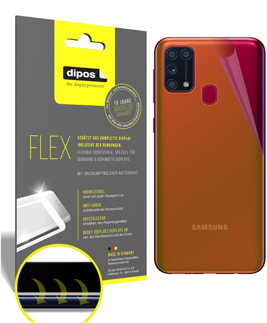Klare Displayschutzfolie von dipos passend für Samsung Galaxy M31s Rückseite, 100% Displayabdeckung und blasenfreie Montage