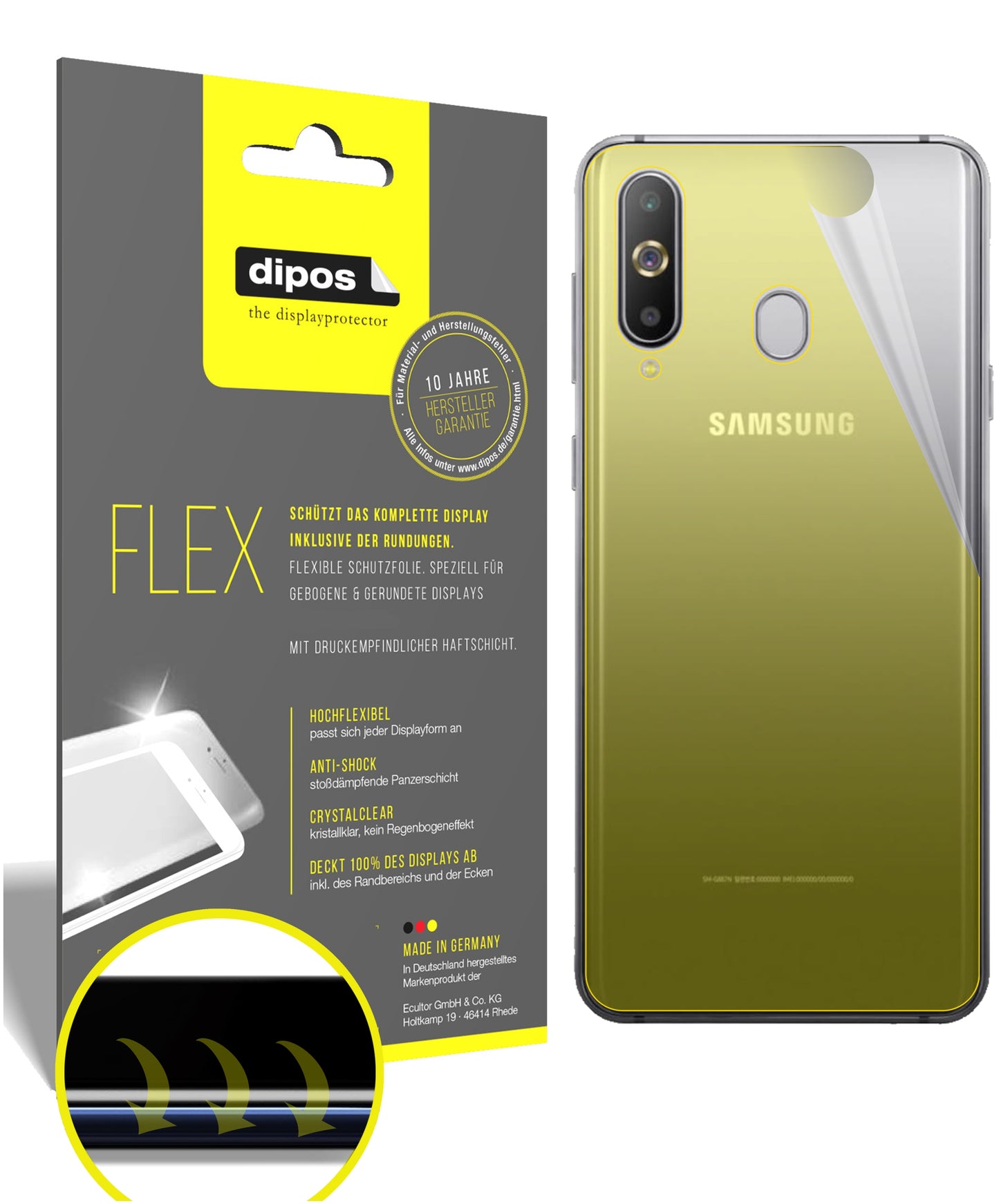Klare Displayschutzfolie von dipos passend für Samsung Galaxy M40 Rückseite, 100% Displayabdeckung und blasenfreie Montage