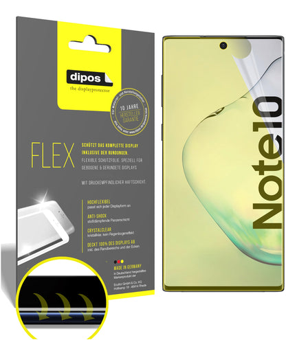 Klare Displayschutzfolie von dipos passend für Samsung Galaxy Note 10, 100% Displayabdeckung und blasenfreie Montage