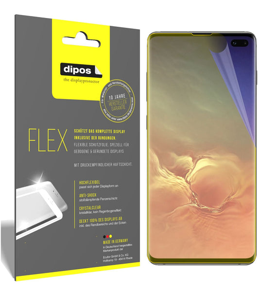 Klare Displayschutzfolie von dipos passend für Samsung Galaxy S10 Plus, 100% Displayabdeckung und blasenfreie Montage