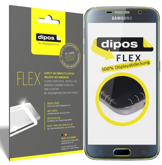 Klare Displayschutzfolie von dipos passend für Samsung Galaxy S6, 100% Displayabdeckung und blasenfreie Montage