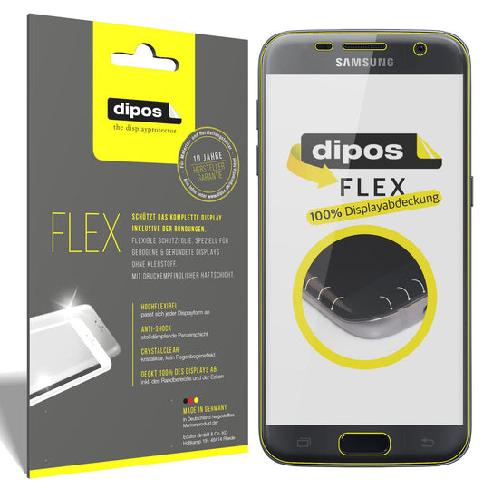 Klare Displayschutzfolie von dipos passend für Samsung Galaxy S7, 100% Displayabdeckung und blasenfreie Montage