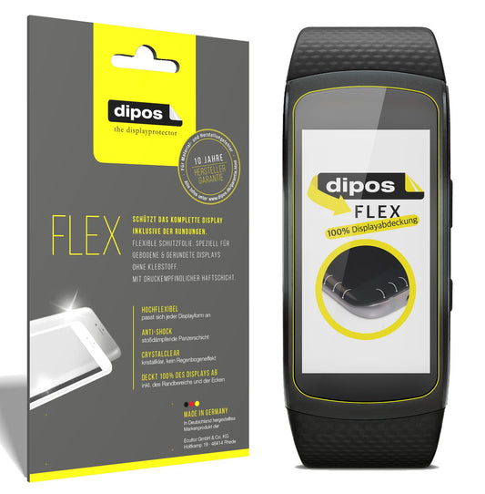Klare Displayschutzfolie von dipos passend für Samsung Gear Fit 2, 100% Displayabdeckung und blasenfreie Montage