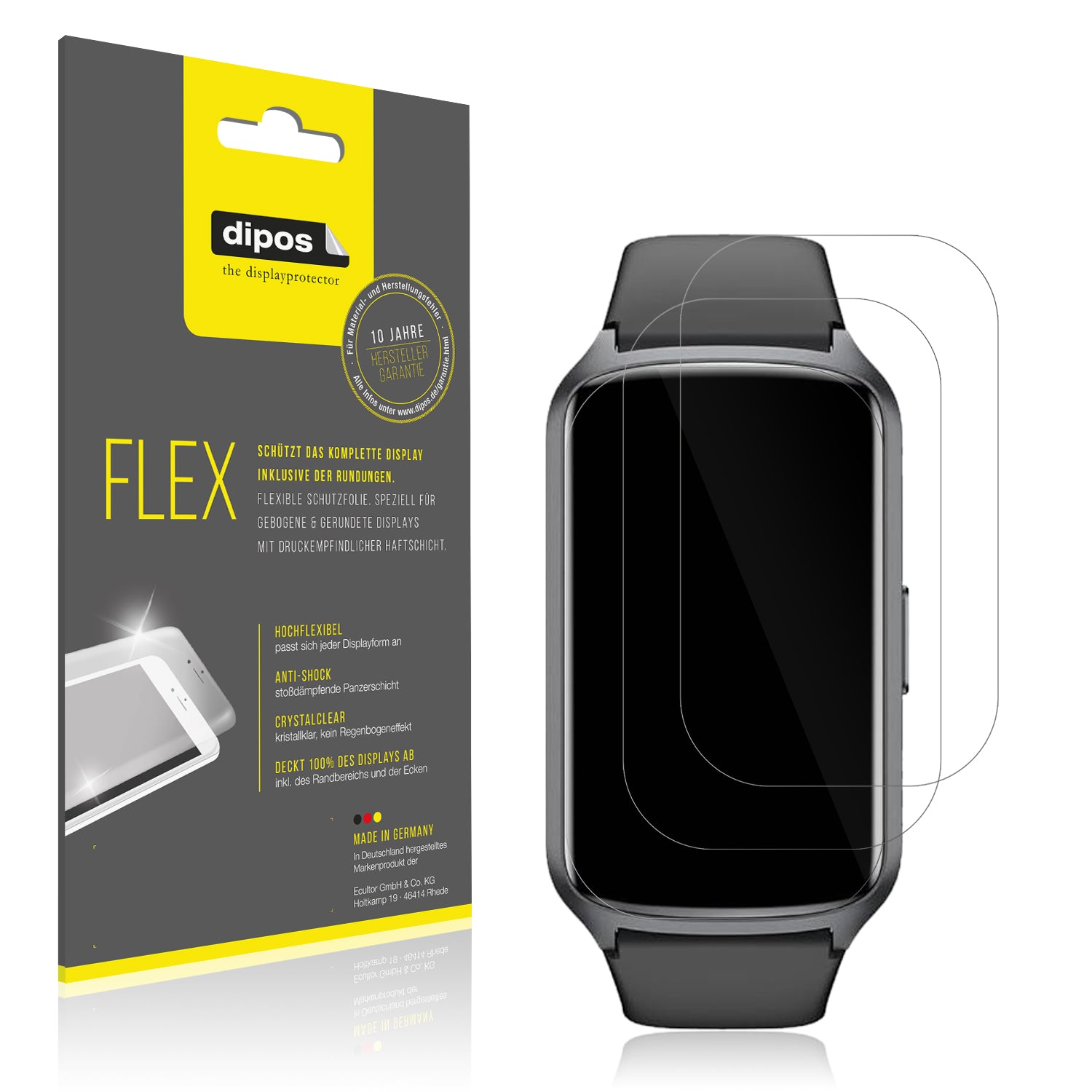 Klare Displayschutzfolie von dipos passend für Sanorum Smartwatch 1.47 Zoll, 100% Displayabdeckung und blasenfreie Montage