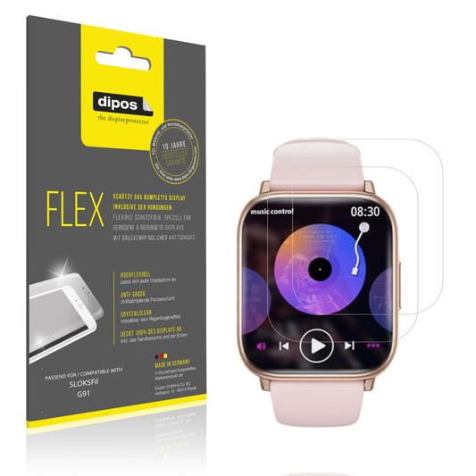 Klare Displayschutzfolie von dipos passend für SLOKSFil G91, 100% Displayabdeckung und blasenfreie Montage