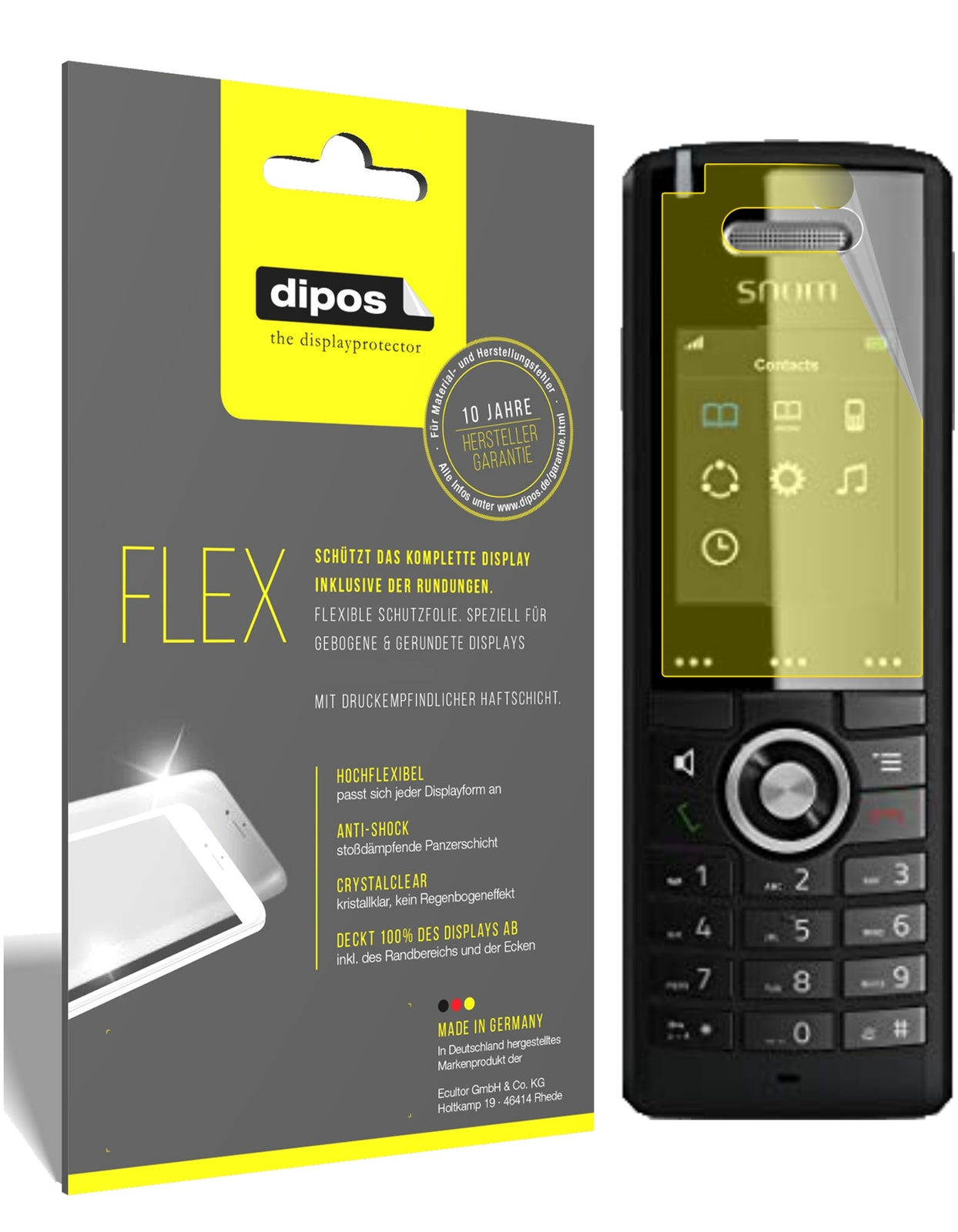 Klare Displayschutzfolie von dipos passend für SNOM M65-C50 DECT, 100% Displayabdeckung und blasenfreie Montage