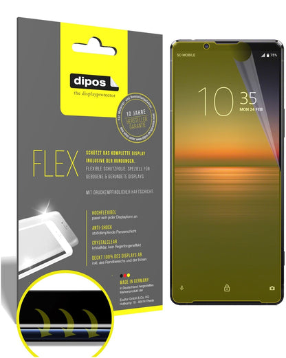 Klare Displayschutzfolie von dipos passend für Sony Xperia 1 II, 100% Displayabdeckung und blasenfreie Montage