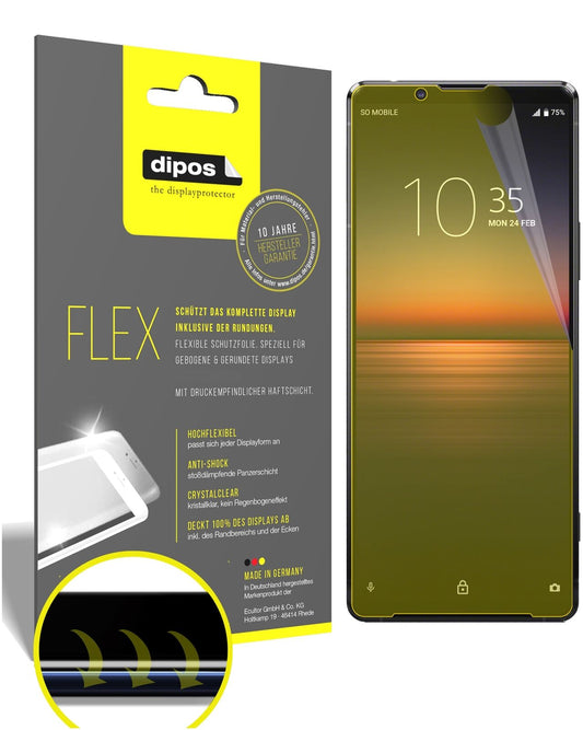Klare Displayschutzfolie von dipos passend für Sony Xperia 1 II, 100% Displayabdeckung und blasenfreie Montage