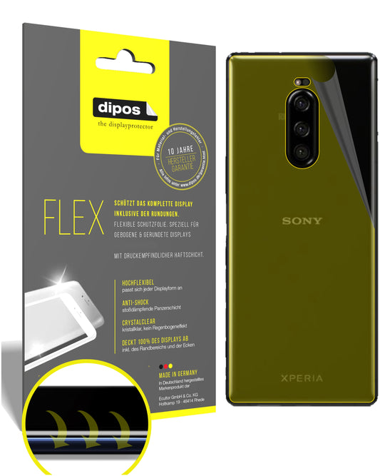 Klare Displayschutzfolie von dipos passend für Sony Xperia 1 Rückseite, 100% Displayabdeckung und blasenfreie Montage