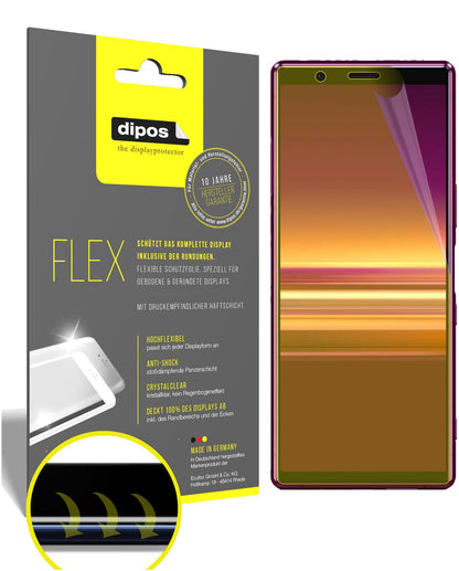 Klare Displayschutzfolie von dipos passend für Sony Xperia 5, 100% Displayabdeckung und blasenfreie Montage