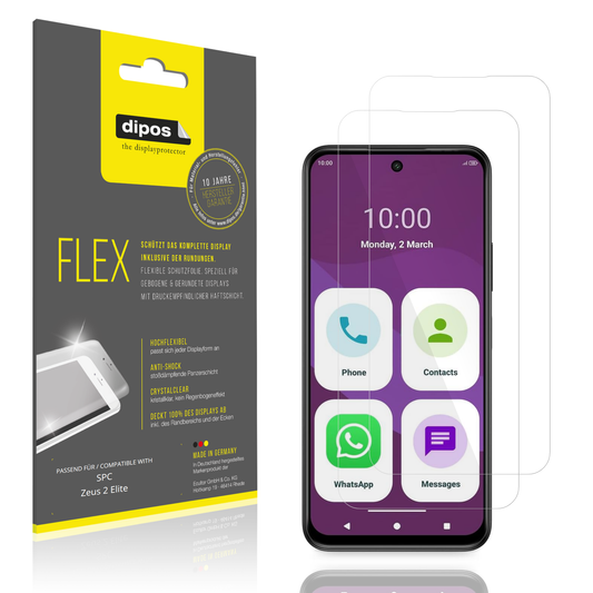 Klare Displayschutzfolie von dipos passend für SPC Zeus 2 Elite, 100% Displayabdeckung und blasenfreie Montage