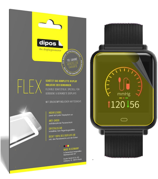 Klare Displayschutzfolie von dipos passend für TagoBee TB08 Smartwatch, 100% Displayabdeckung und blasenfreie Montage