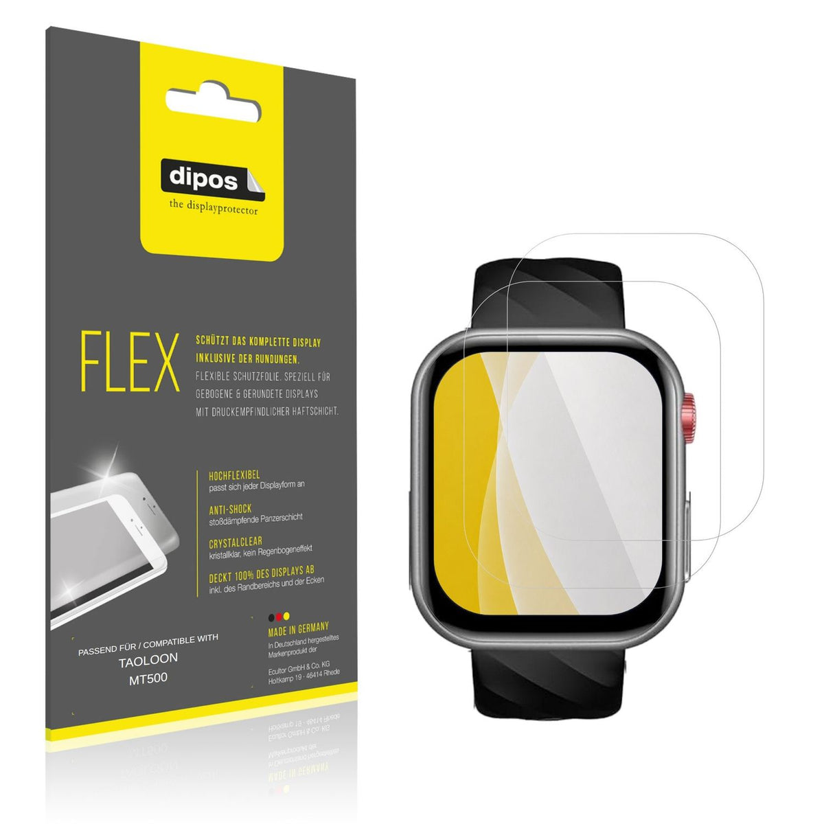 Klare Displayschutzfolie von dipos passend für TAOLOON MT500, 100% Displayabdeckung und blasenfreie Montage