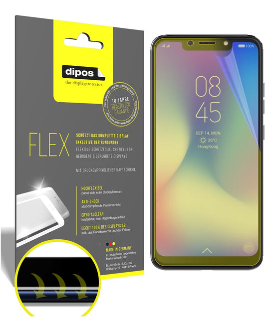 Klare Displayschutzfolie von dipos passend für Tecno Camon 11 Pro, 100% Displayabdeckung und blasenfreie Montage