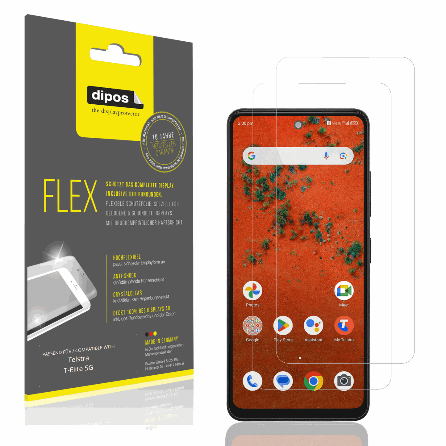 Klare Displayschutzfolie von dipos passend für Telstra T-Elite 5G, 100% Displayabdeckung und blasenfreie Montage