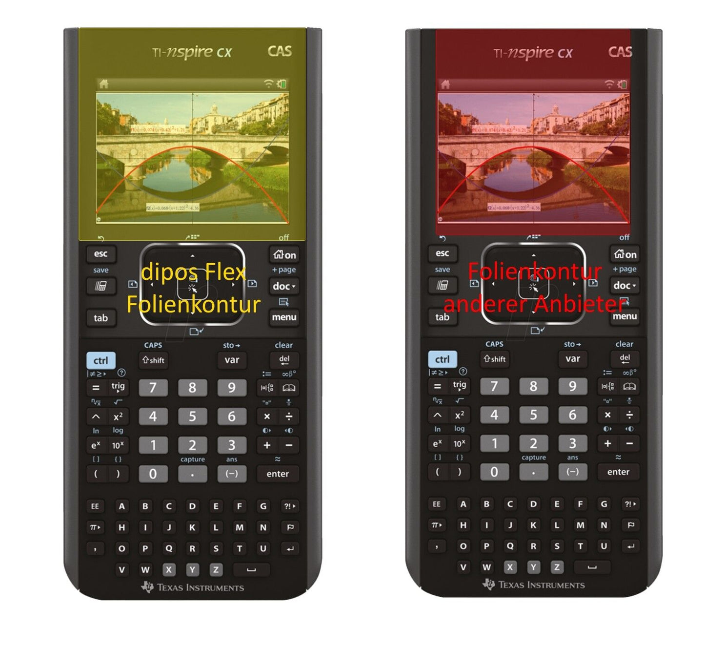 Klare Displayschutzfolie von dipos passend für Texas Instruments TI Nspire CX Taschenrechner, 100% Displayabdeckung und blasenfreie Montage