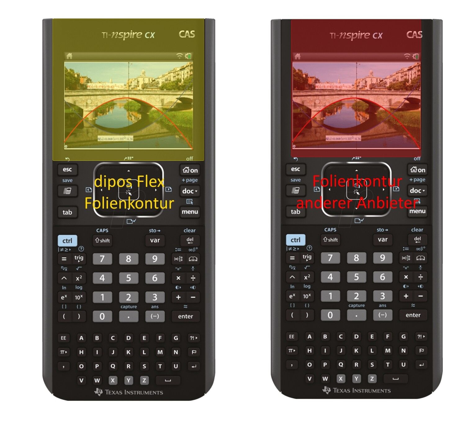 Klare Displayschutzfolie von dipos passend für Texas Instruments TI Nspire CX Taschenrechner, 100% Displayabdeckung und blasenfreie Montage