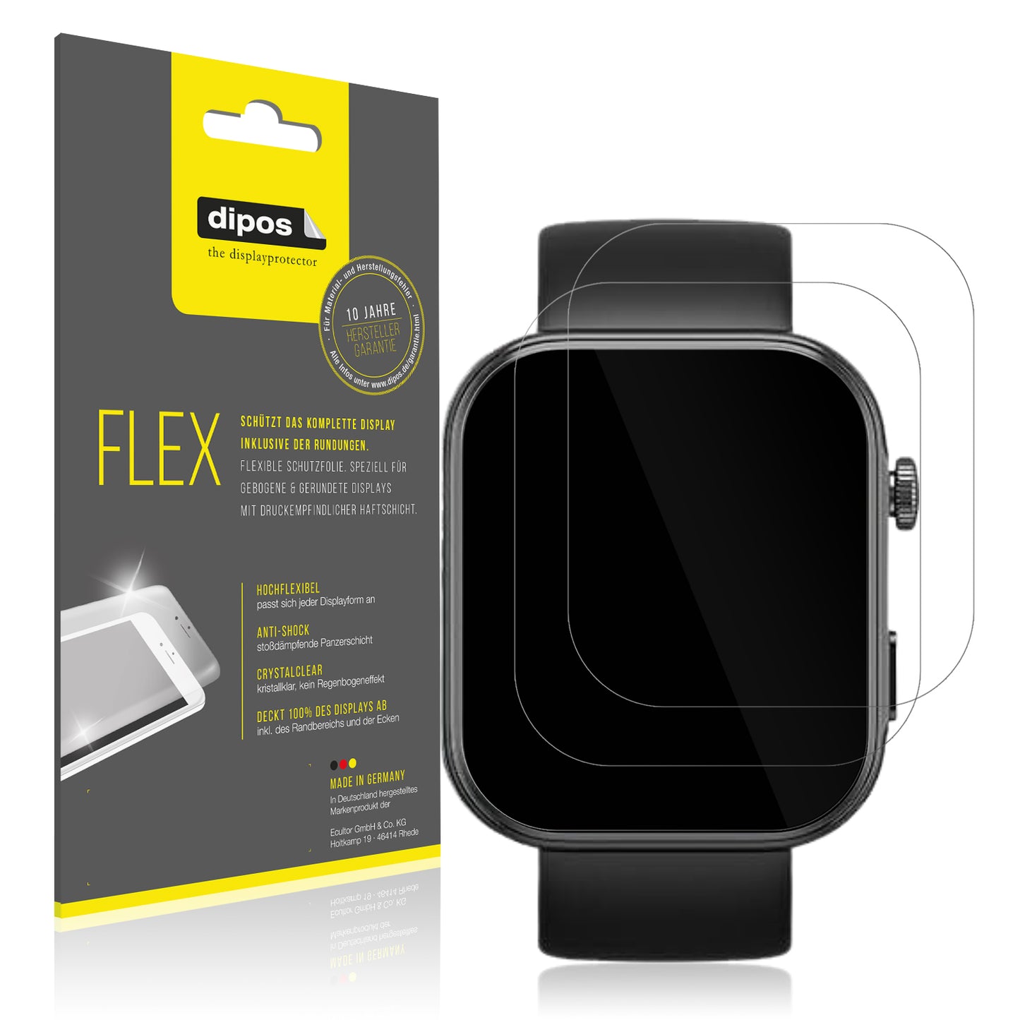 Klare Displayschutzfolie von dipos passend für Tozo S6 1.85 Zoll, 100% Displayabdeckung und blasenfreie Montage