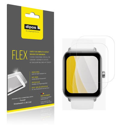 Klare Displayschutzfolie von dipos passend für Trunsif Smartwatch 1.85 Zoll, 100% Displayabdeckung und blasenfreie Montage