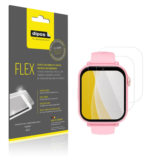 Klare Displayschutzfolie von dipos passend für Ucani A22, 100% Displayabdeckung und blasenfreie Montage