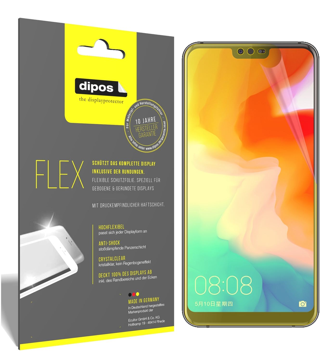 Klare Displayschutzfolie von dipos passend für Ulefone T2, 100% Displayabdeckung und blasenfreie Montage