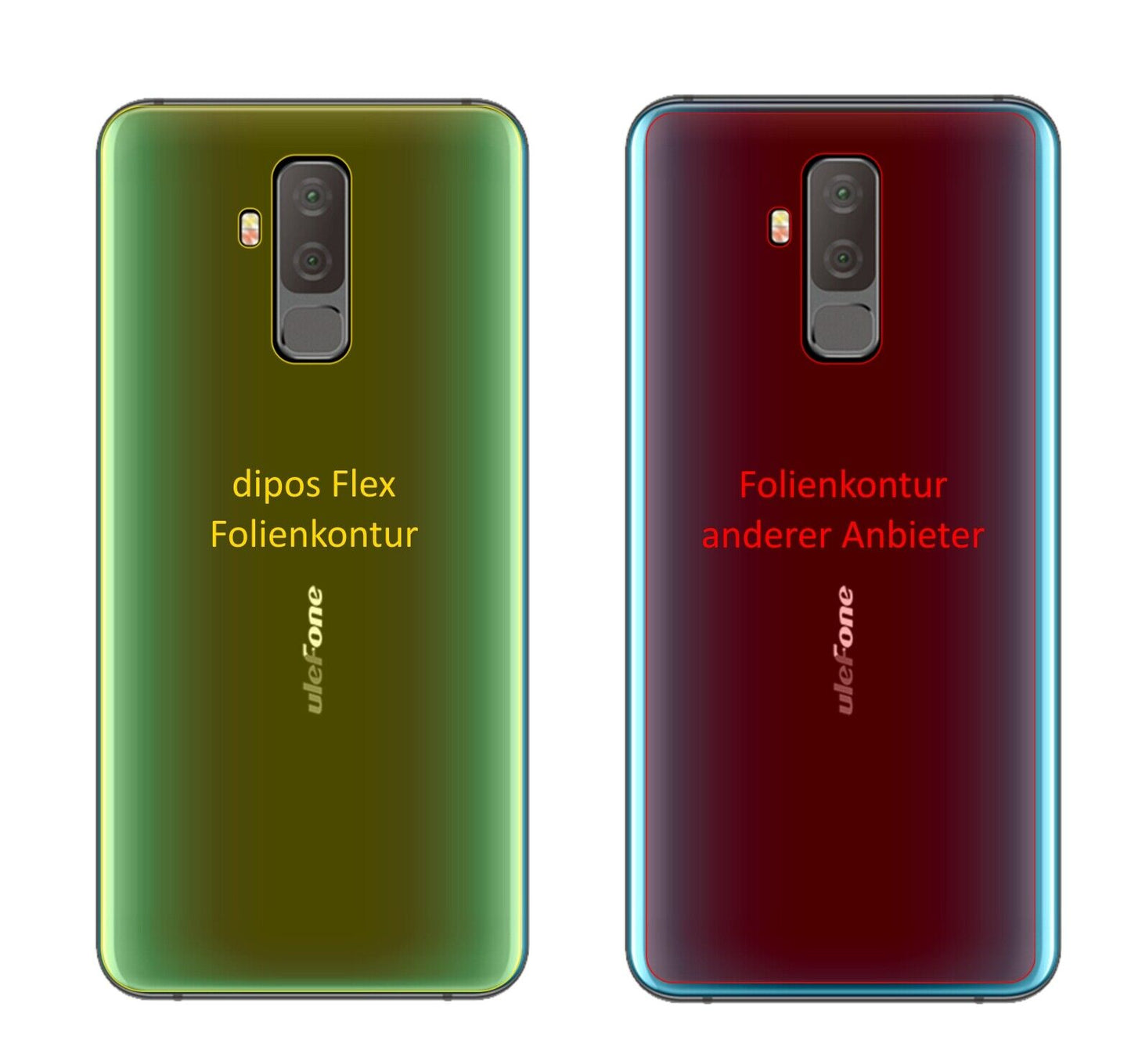 Klare Displayschutzfolie von dipos passend für Ulefone T2 Rückseite, 100% Displayabdeckung und blasenfreie Montage