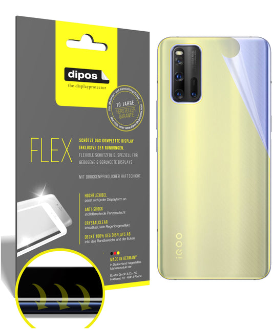 Klare Displayschutzfolie von dipos passend für Vivo iQOO 3 5G Rückseite, 100% Displayabdeckung und blasenfreie Montage