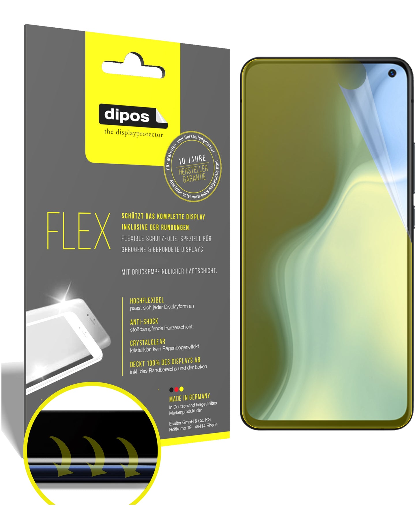 Klare Displayschutzfolie von dipos passend für Vivo S5, 100% Displayabdeckung und blasenfreie Montage