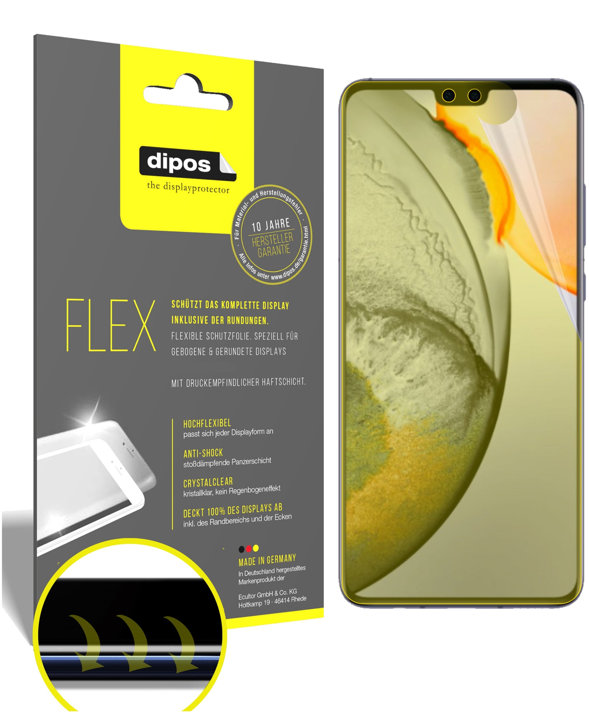 Klare Displayschutzfolie von dipos passend für Vivo S7 5G, 100% Displayabdeckung und blasenfreie Montage