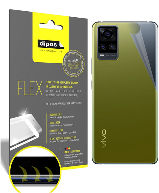 Klare Displayschutzfolie von dipos passend für Vivo S7 5G Rückseite, 100% Displayabdeckung und blasenfreie Montage