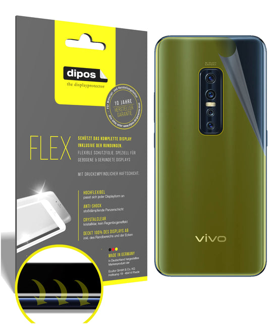 Klare Displayschutzfolie von dipos passend für Vivo V17 Pro Rückseite, 100% Displayabdeckung und blasenfreie Montage