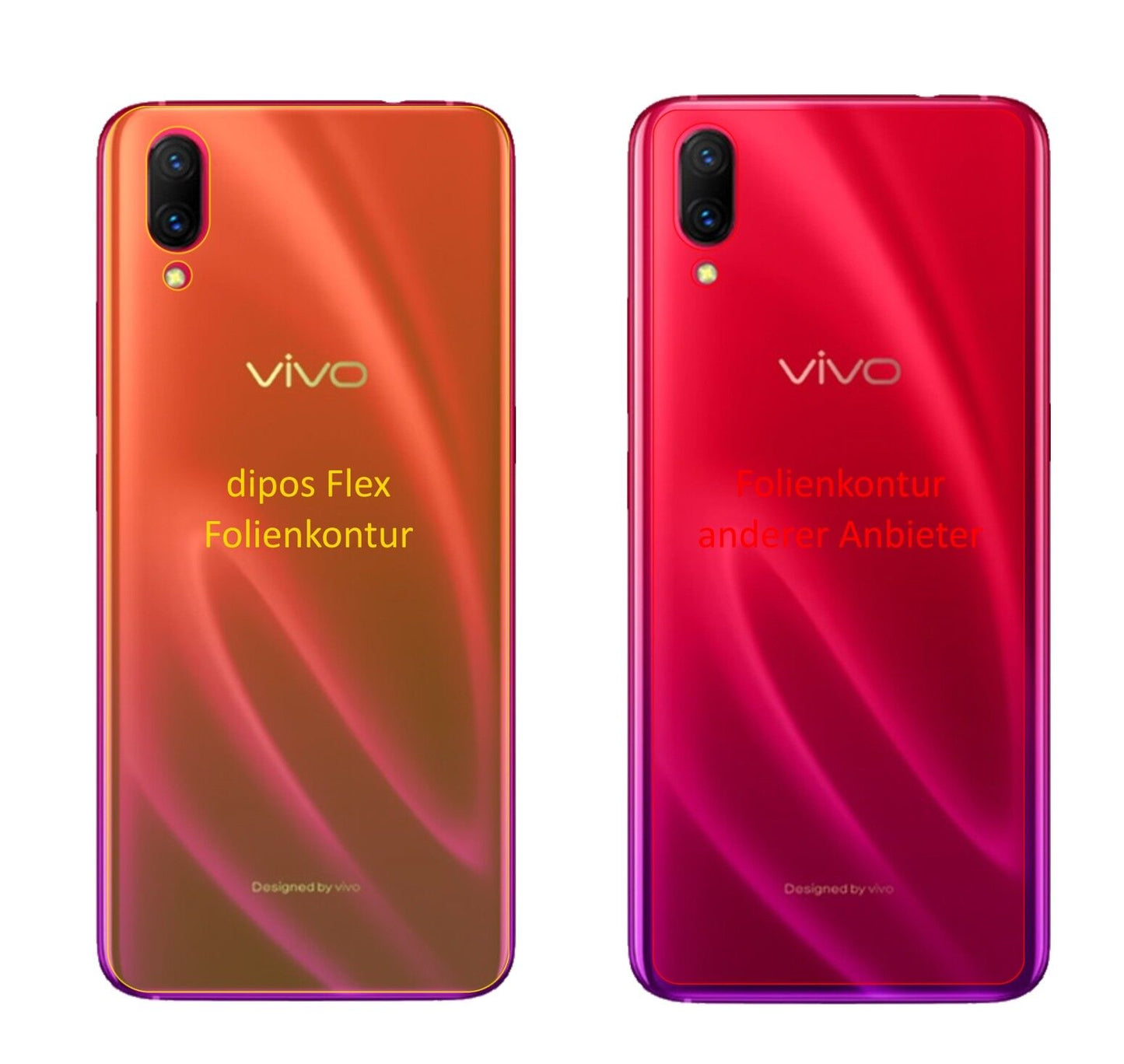 Klare Displayschutzfolie von dipos passend für Vivo X23 Rückseite, 100% Displayabdeckung und blasenfreie Montage