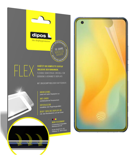 Klare Displayschutzfolie von dipos passend für Vivo X50, 100% Displayabdeckung und blasenfreie Montage
