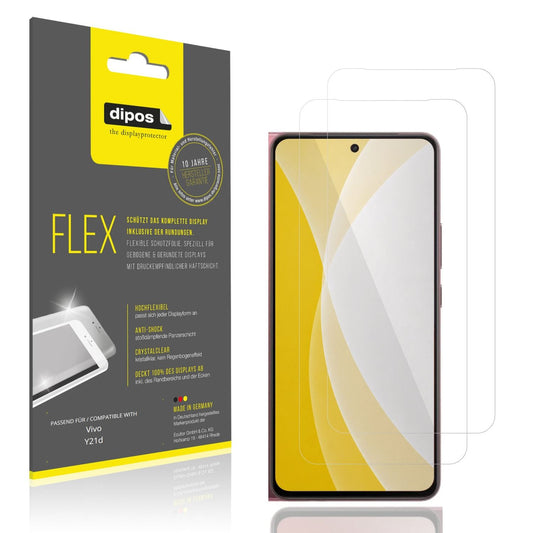 Klare Displayschutzfolie von dipos passend für Vivo Y21d, 100% Displayabdeckung und blasenfreie Montage