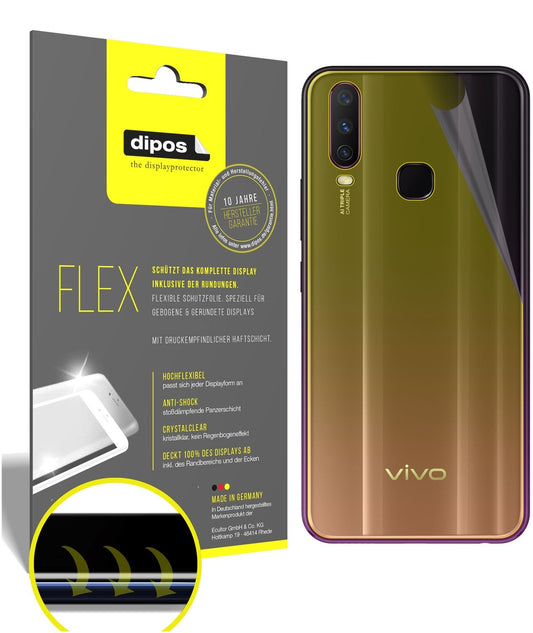 Klare Displayschutzfolie von dipos passend für Vivo Y17 Rückseite, 100% Displayabdeckung und blasenfreie Montage
