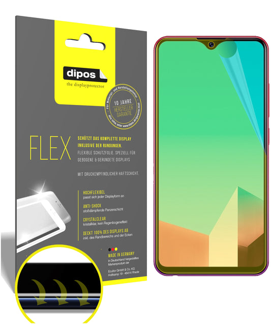 Klare Displayschutzfolie von dipos passend für Vivo Y91 C, 100% Displayabdeckung und blasenfreie Montage