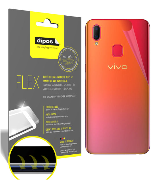 Klare Displayschutzfolie von dipos passend für Vivo U1 Rückseite, 100% Displayabdeckung und blasenfreie Montage