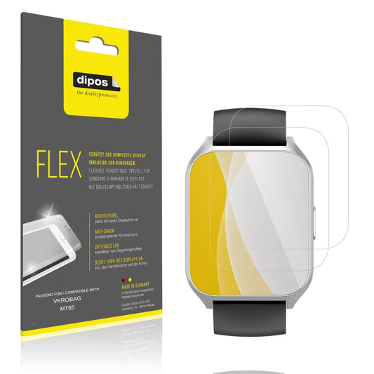 Klare Displayschutzfolie von dipos passend für VKROBAG MT65, 100% Displayabdeckung und blasenfreie Montage
