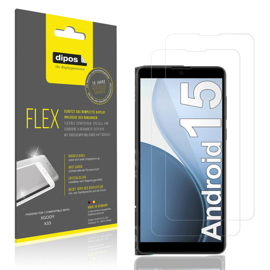 Klare Displayschutzfolie von dipos passend für XGODY X33, 100% Displayabdeckung und blasenfreie Montage