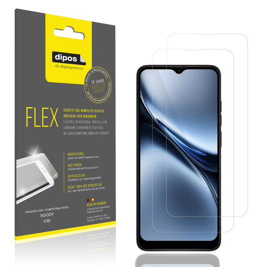 Klare Displayschutzfolie von dipos passend für XGODY X36, 100% Displayabdeckung und blasenfreie Montage
