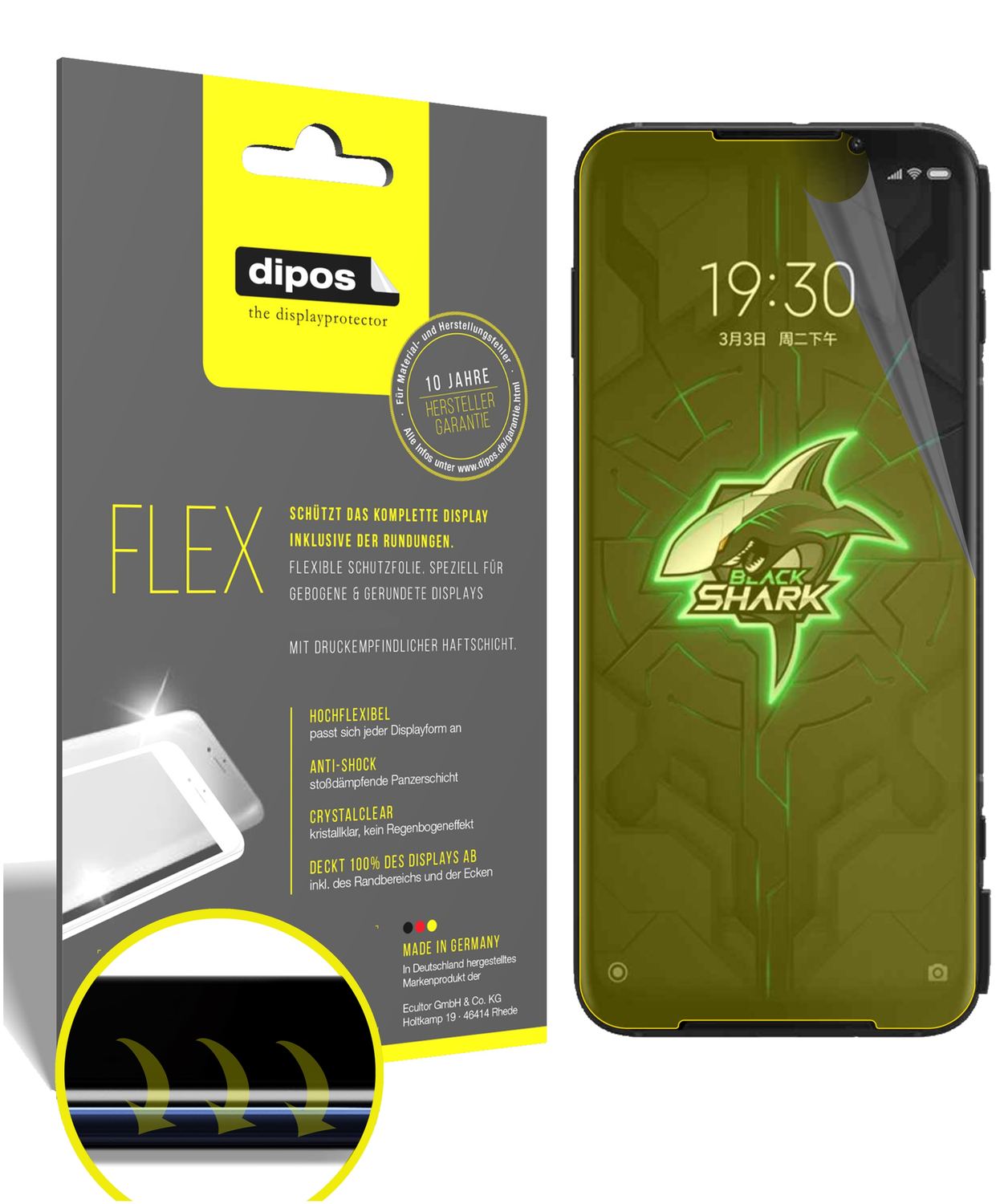 Klare Displayschutzfolie von dipos passend für Xiaomi Black Shark 3 5G, 100% Displayabdeckung und blasenfreie Montage
