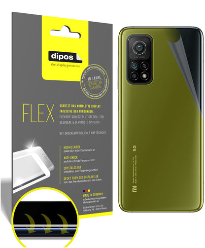 Klare Displayschutzfolie von dipos passend für Xiaomi Mi 10T Pro Rückseite, 100% Displayabdeckung und blasenfreie Montage