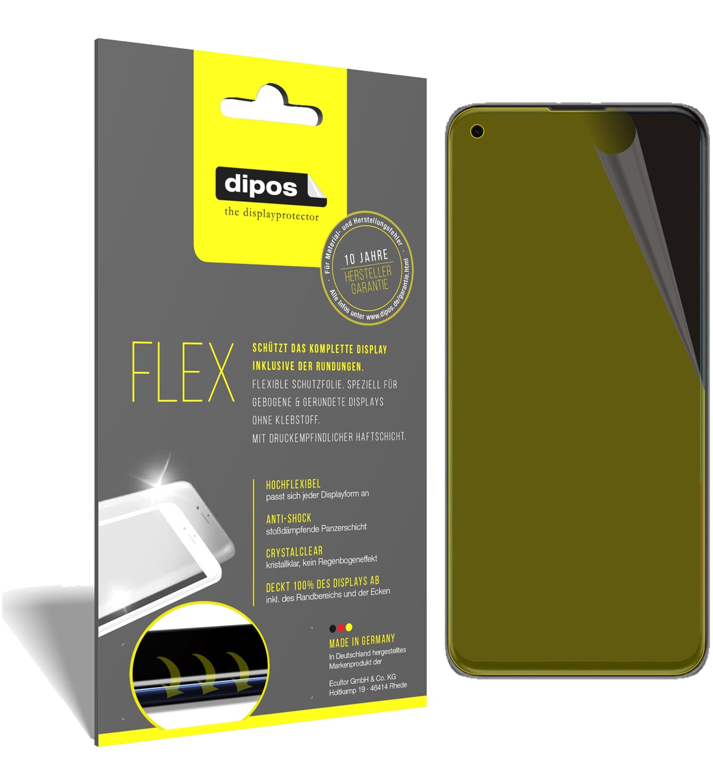 Klare Displayschutzfolie von dipos passend für Xiaomi Mi 11 Pro, 100% Displayabdeckung und blasenfreie Montage