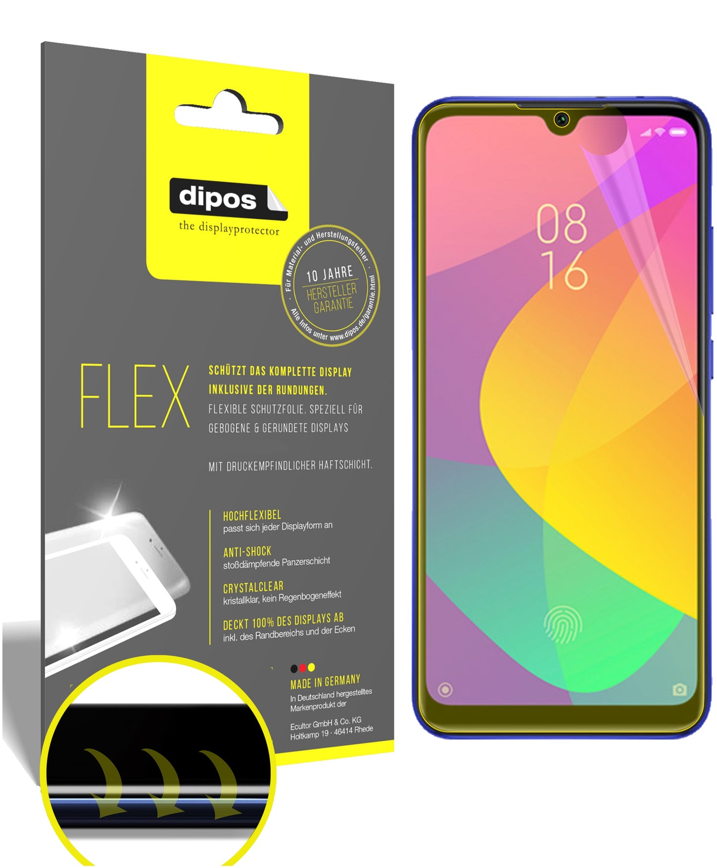 Klare Displayschutzfolie von dipos passend für Xiaomi Mi A3, 100% Displayabdeckung und blasenfreie Montage