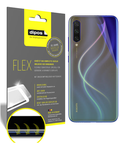 Klare Displayschutzfolie von dipos passend für Xiaomi Mi A3 Rückseite, 100% Displayabdeckung und blasenfreie Montage