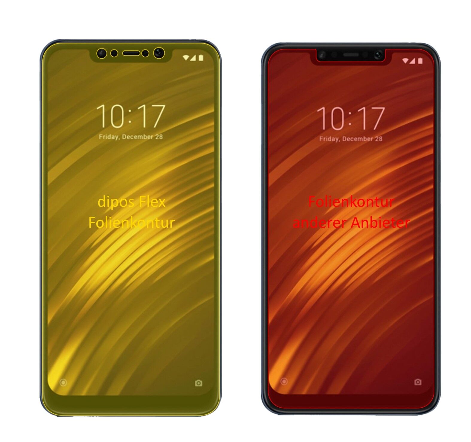 Klare Displayschutzfolie von dipos passend für Xiaomi Pocophone F1, 100% Displayabdeckung und blasenfreie Montage